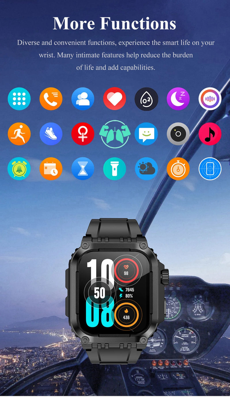 Outdoor Sports GPS Smart Watch Heart Rate Blood Oxygen Health Blue Tooth Call Watches IP68 Waterproof Smartwatch 410Mah Battery