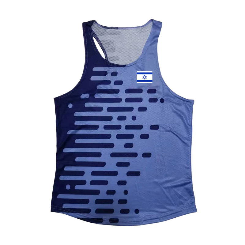 Israel Run Athletics Tank Top Runnning Speed Singlet Fitness Shirt Mens Clothing Guys Sleeveless Track Field Vest Customization