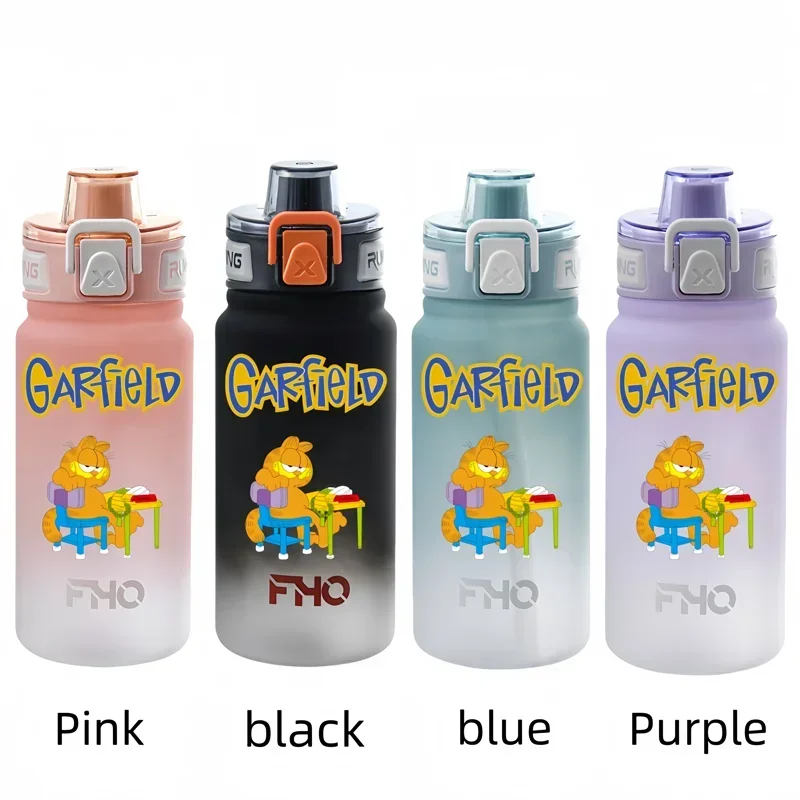 Garfield 750ml Plastic Anti-drip Water Bottle for Fitness and Sports Drinking  Large Capacity  Children Students