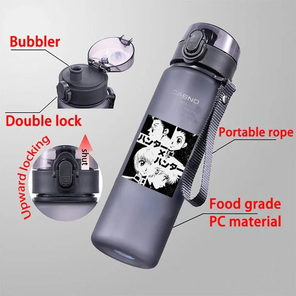 HUNTERxHUNTER 560ML Large Capacity 4 Color Children Water Cup Portable Plastic Aldults Outdoor Sport Water Bottle Anime