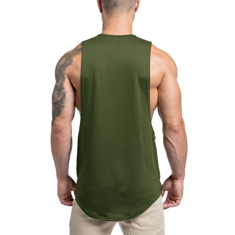 Men's Sleeveless Gym Bodybuilding Fitness Running Sport Tank Tops Summer High Quality Breathable Cotton Fashion Muscle Singlet