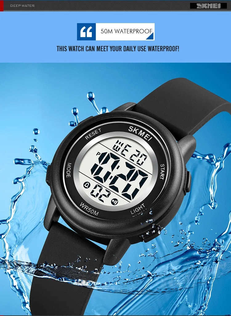 Skmei Fashion LED Light Stopwatch Digital Sports Watches Women Student Waterproof Calendar Wristwatch For Ladies Female Alarm