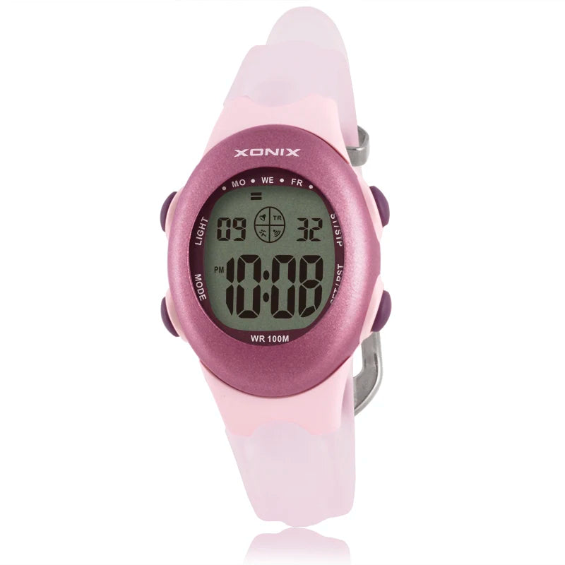 Woman Student Multi-function Waterproof 100m Sports Swim Dive Alarm Stopwatch Luminous Electric Watch LD