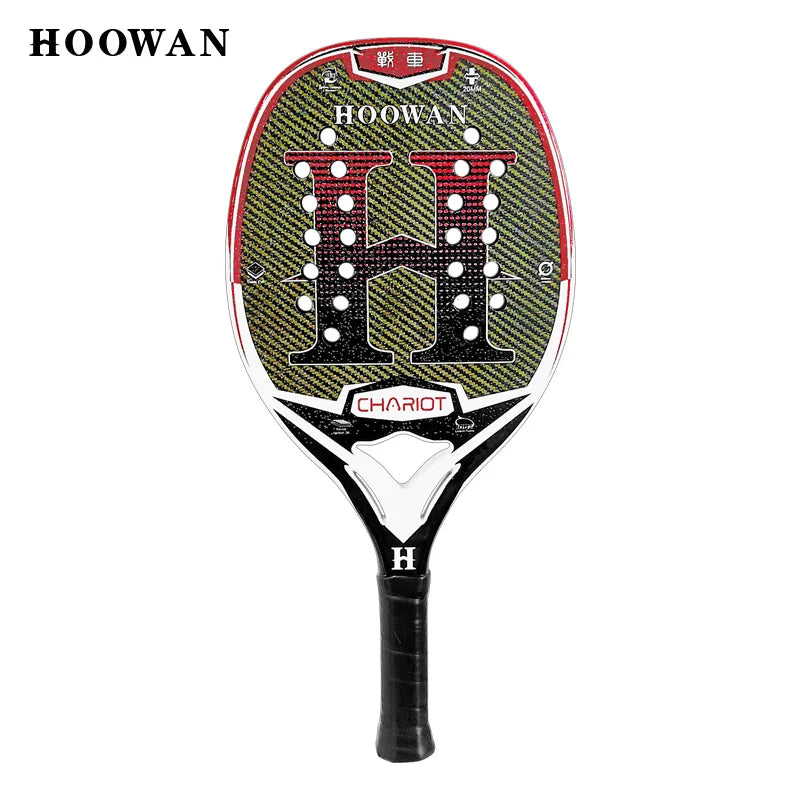 HOOWAN CHARIOT Beach Tennis Racket T700 Kevlar Carbon Fiber High-Grit Surface 20MM Mid-Hard EVA Core