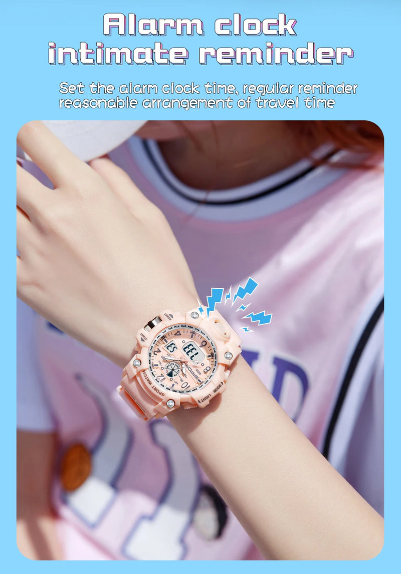 Fashion Sanda Brand Youth Military Sports Trend Korean Electric Led Multifunction Lady Creative Personality Student Gift Watch