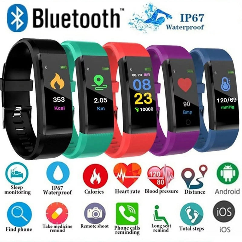 Waterproof Simple Smart Bracelet Sleep Detection Heart Rate Blood Pressure Blood Oxygen Sports Pedometer Watch For All People