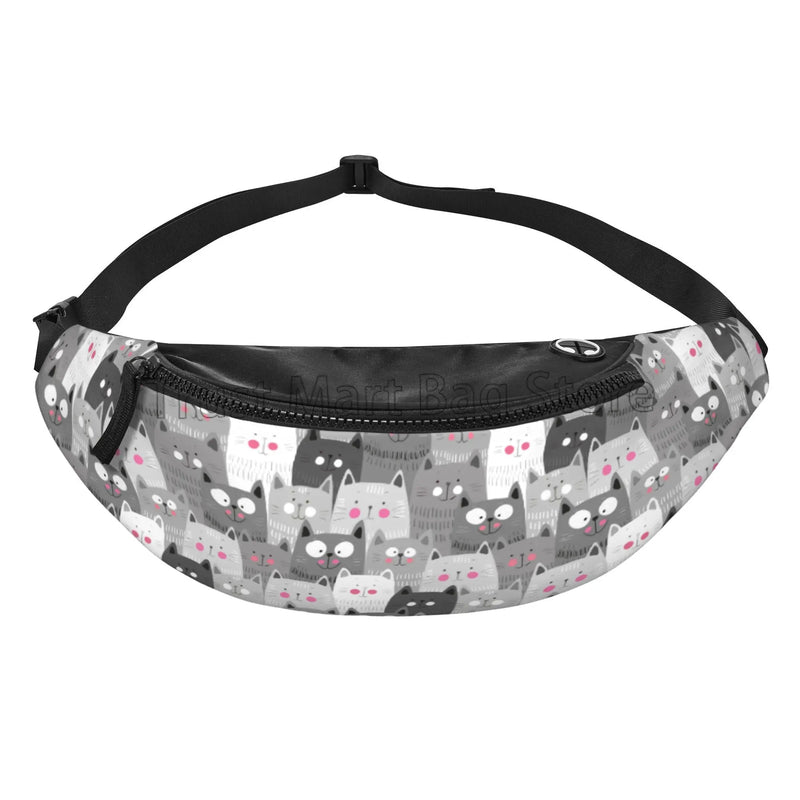 Kawaii Cats Casual Fanny Pack for Men Women Cartoon Anime Cat Chest Bag Waist Bag with Adjustable Belt for Travel Sports Running