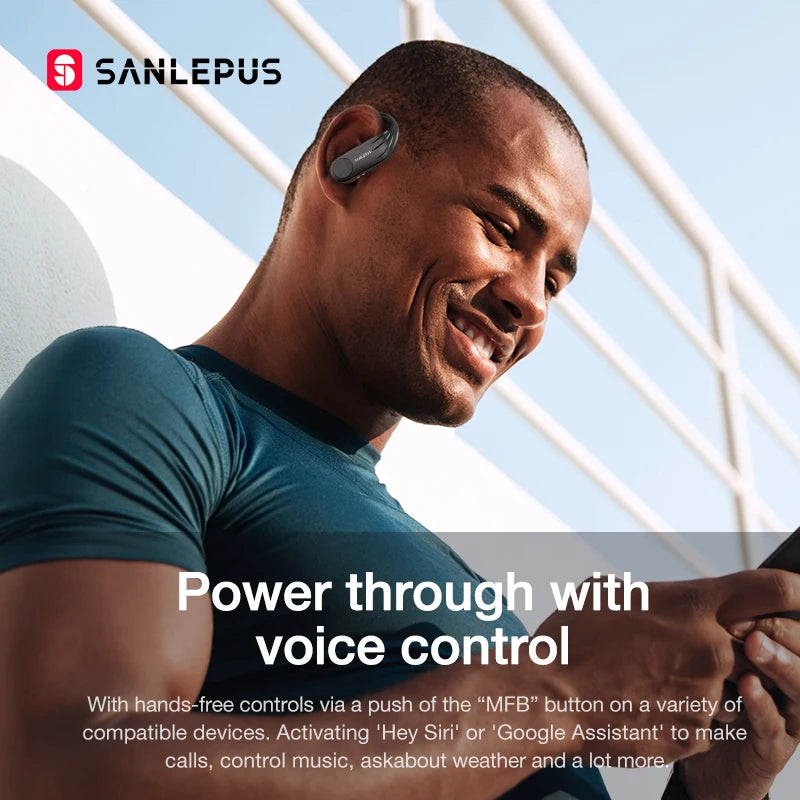 SANLEPUS B1 Bluetooth Headphones Sports Earphone Wireless Earbuds Stereo Bass Headset with Microphone for Running Workout Gym