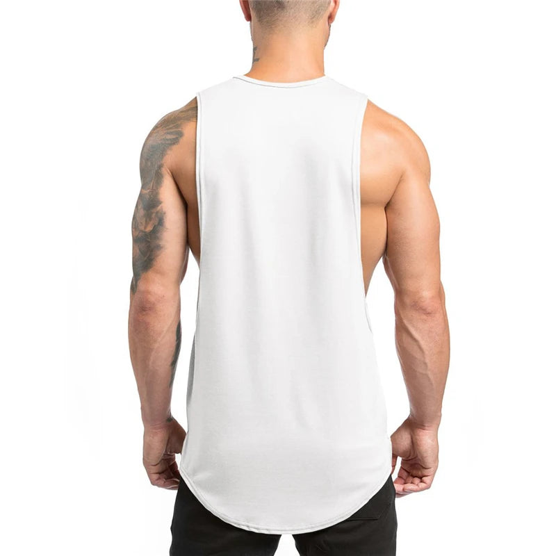 Men's Sleeveless Gym Bodybuilding Fitness Running Sport Tank Tops Summer High Quality Breathable Cotton Fashion Muscle Singlet