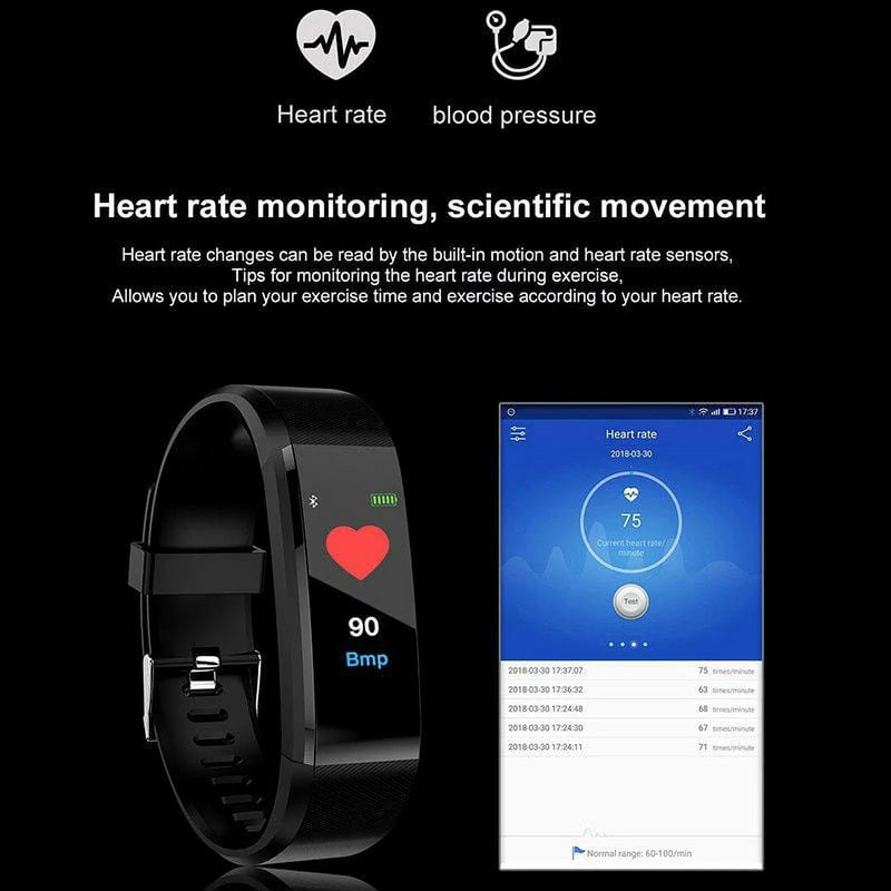 Waterproof Simple Smart Bracelet Sleep Detection Heart Rate Blood Pressure Blood Oxygen Sports Pedometer Watch For All People