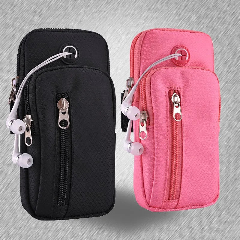 Running Men Women Arm Bags for Phone Money Keys Outdoor Sports Arm Package Bag with Headset Hole Simple Style Running Arm Band