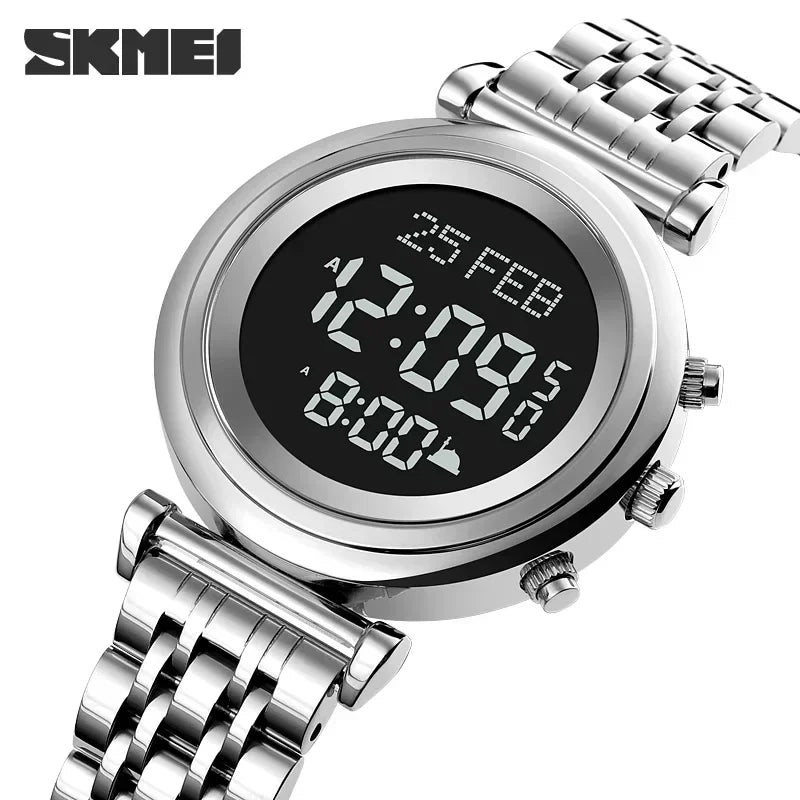 SKMEI 1892  Pilgrimage Time Reminder Qibla Direction Function Watch Muslim Digital Watch Women Led Light Display Sport Watch