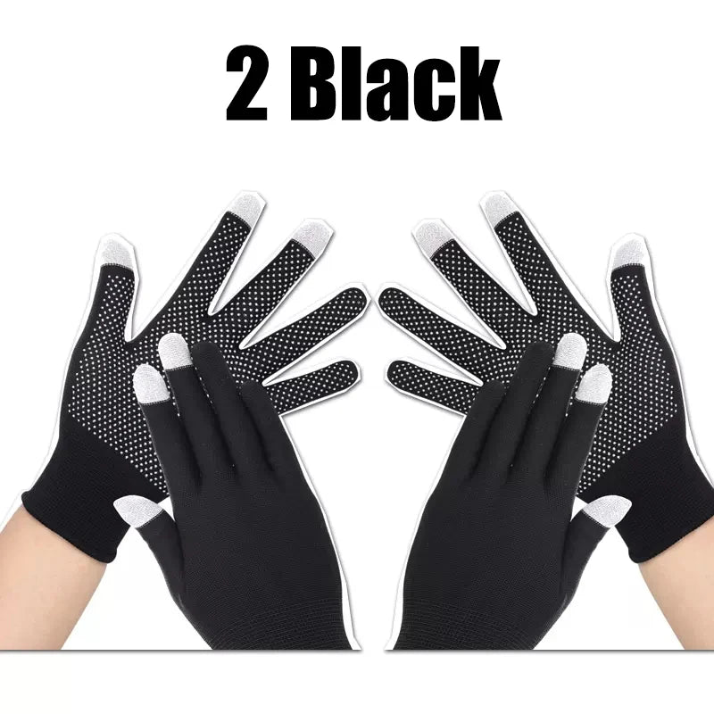 Non-slip Touchscreen Nylon Gloves Men Women Summer Outdoor Riding Sport Fitness Breathable Non-slip Sunscreen Half Finger Gloves