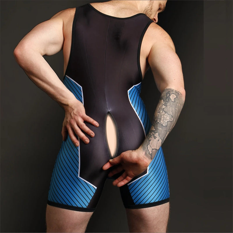 New Arrivals Zipper Singlet Men Body Suit RightTrack CB13 One-Piece Sleeveless Skinsuit Pup Tron SexyMan Fun Clothing