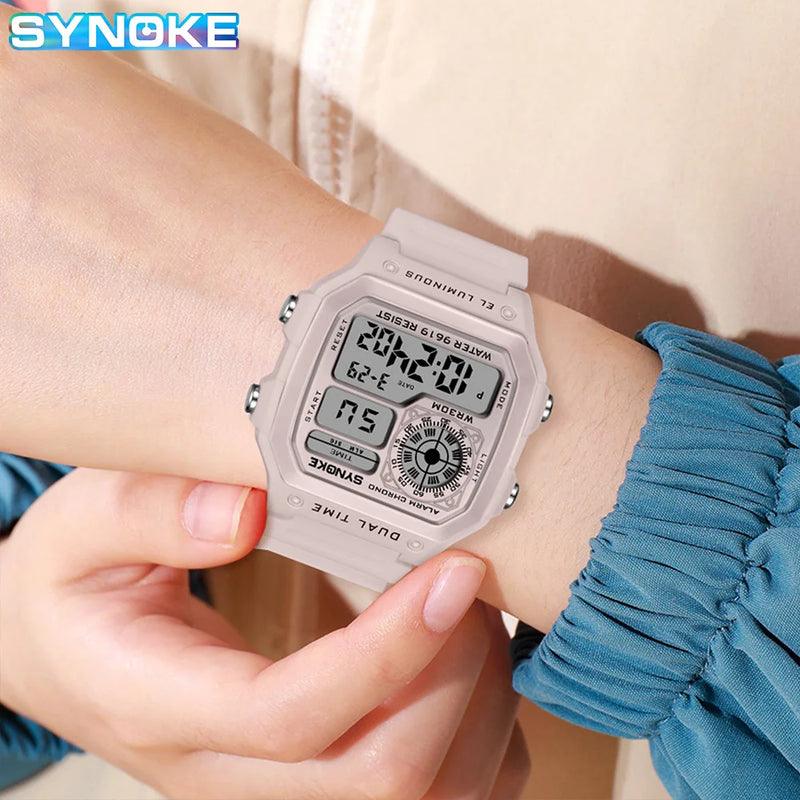 SYNOKE Digital Watches Lady Sports Luminous Multifunction Waterproof Chrono Wristwatch Outdoor Girls Fashion Student Watch New