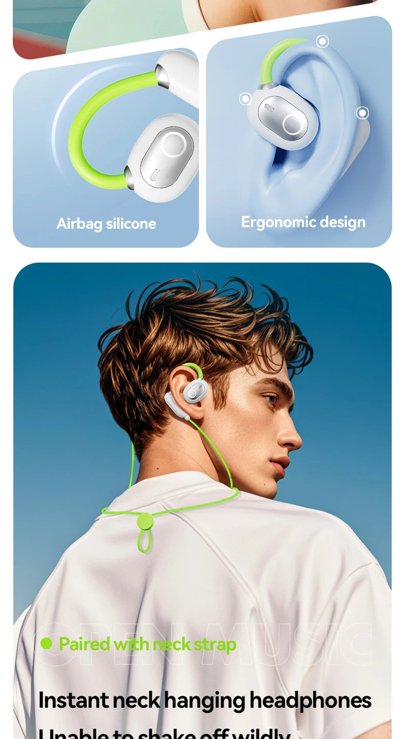 M80 Wireless Earphones ANC Bluetooth Headphone LED Display Wireless Headset Open Earbuds WIth Mic For Sports Running Cycling