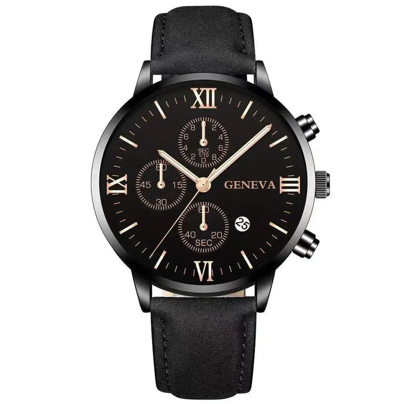 Geneva Men Sport Watch Fashion Date Alloy Case Synthetic Leather Analog Quartz Male Clock Top Brand Luxury Relogio Masculino