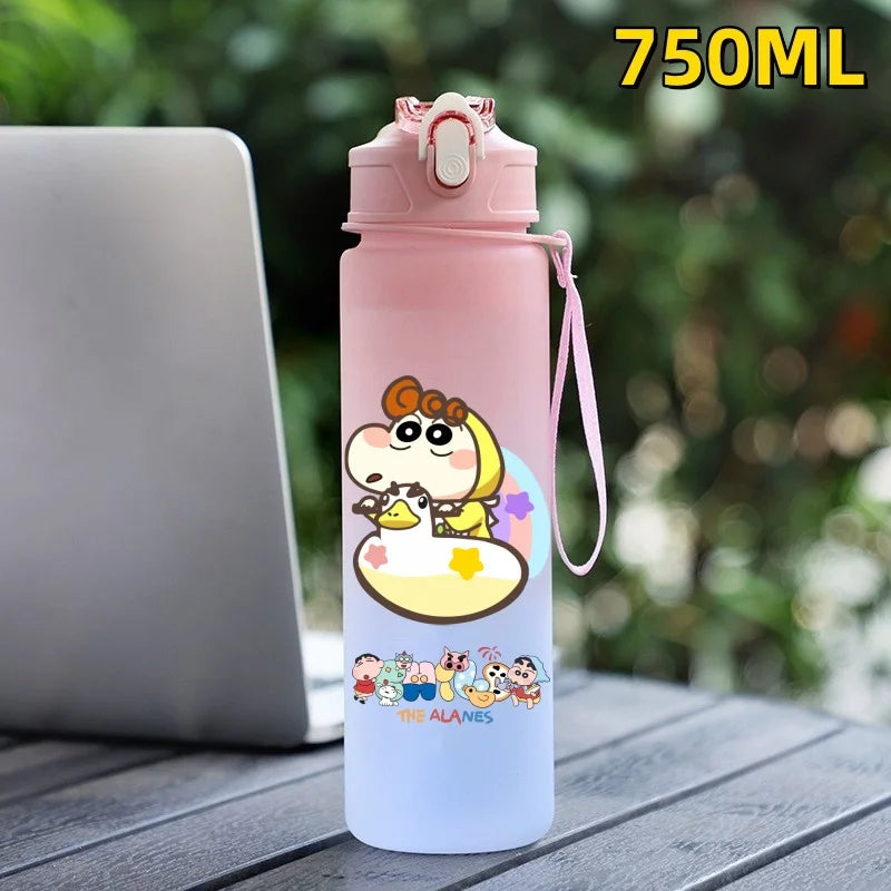 New Crayon Shin Chan Outdoor Sport 750ML Large Capacity Cartoon Portable Plastic Water Bottle Drinking Cup Student Birthday Gift