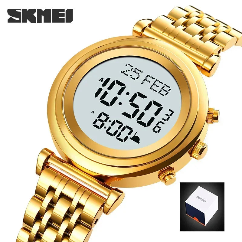 SKMEI 1892  Pilgrimage Time Reminder Qibla Direction Function Watch Muslim Digital Watch Women Led Light Display Sport Watch