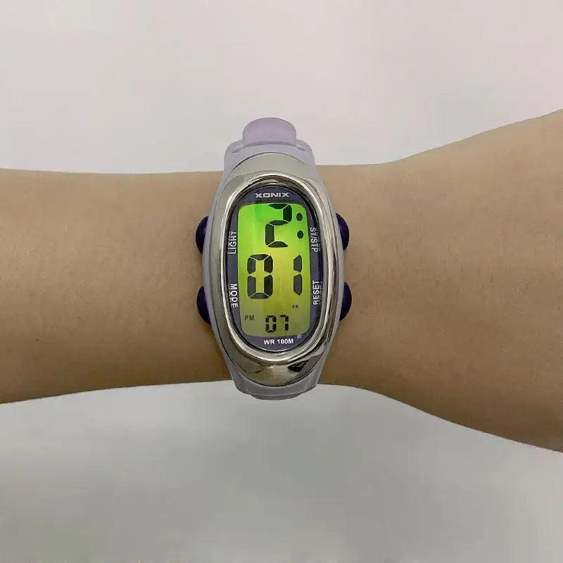 Woman Student Multi-function Waterproof 100m Sports Swim Dive Alarm Stopwatch Luminous Electric Watch LD