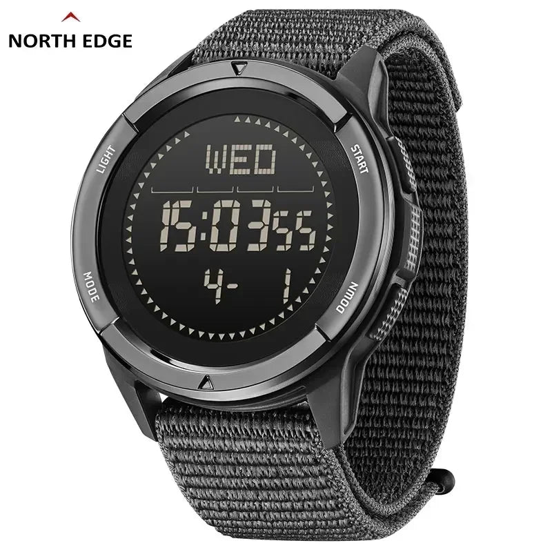 NORTH EDGE ALPS Men's Digital Carbon fiber Watch Shock Militray Sports Super Light Outdoor Compass Waterproof 50M Wristwatches