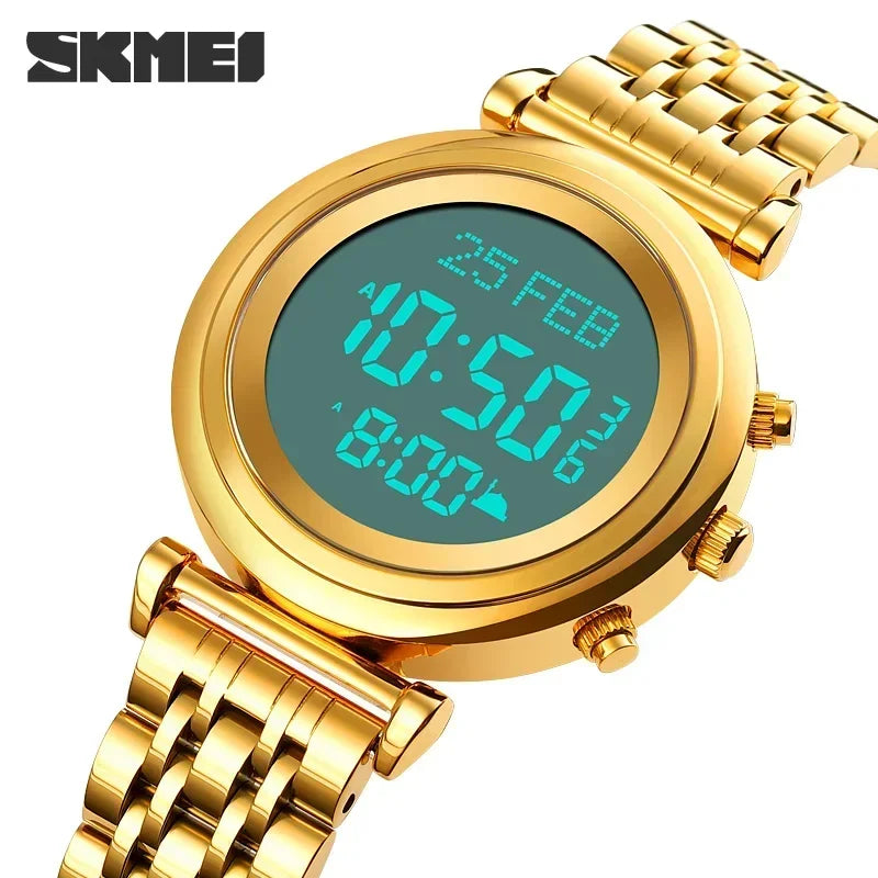 SKMEI 1892  Pilgrimage Time Reminder Qibla Direction Function Watch Muslim Digital Watch Women Led Light Display Sport Watch