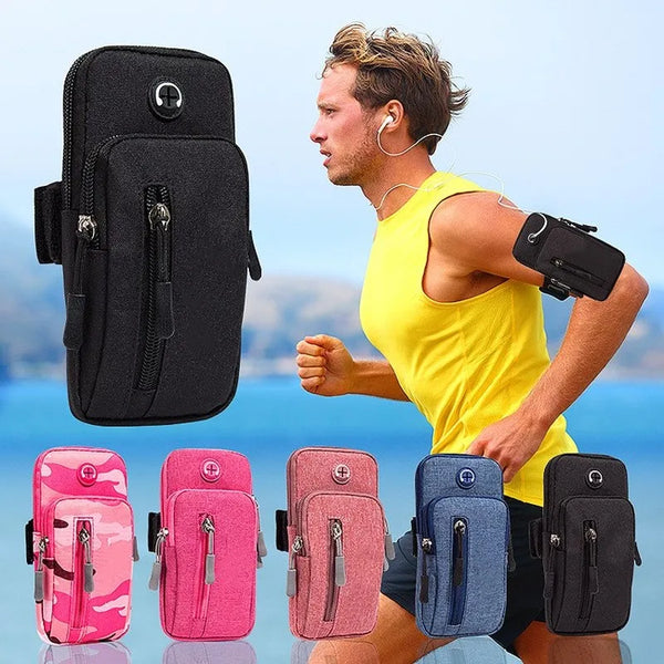 Running Men Women Arm Bags for Phone Money Keys Outdoor Sports Arm Package Bag with Headset Hole Simple Style Running Arm Band