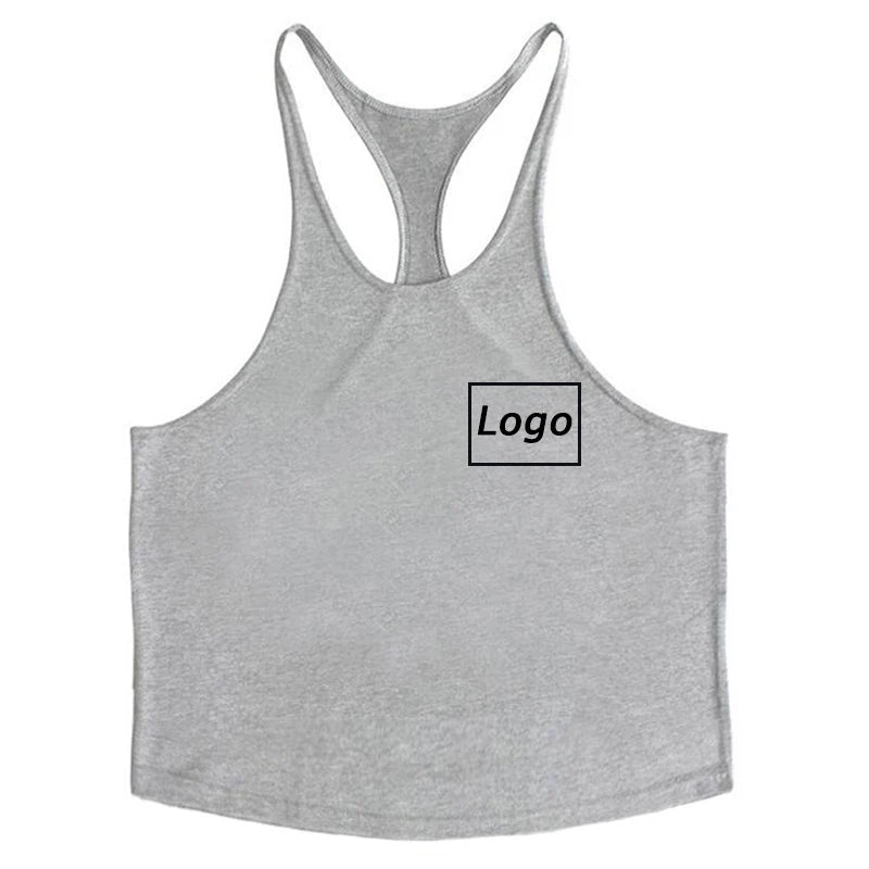 Customized Print Stringer Tank Tops for Men Y-Back Sleeveless Vest Athletic Muscle Training Tees Tops Gym Workout Fitness