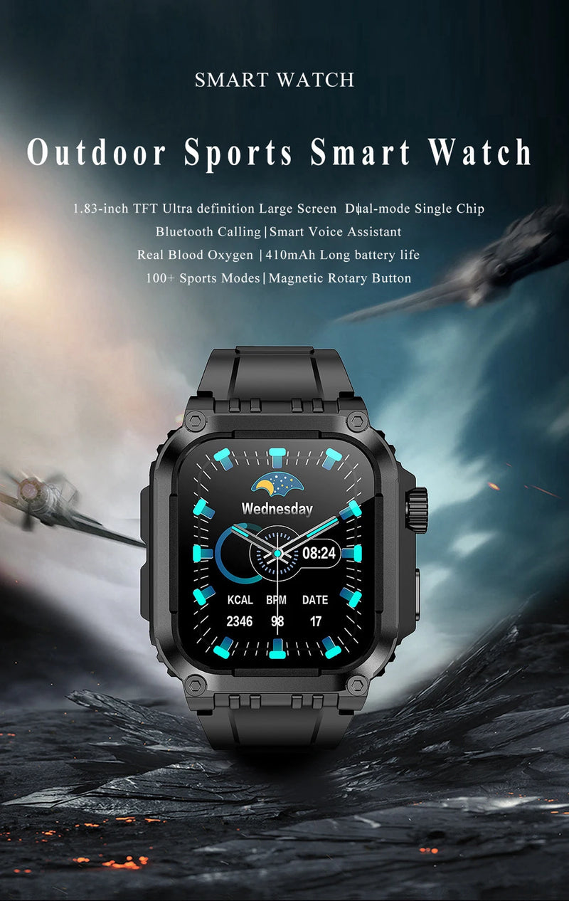 Outdoor Sports GPS Smart Watch Heart Rate Blood Oxygen Health Blue Tooth Call Watches IP68 Waterproof Smartwatch 410Mah Battery