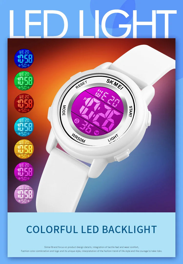 Skmei Fashion LED Light Stopwatch Digital Sports Watches Women Student Waterproof Calendar Wristwatch For Ladies Female Alarm