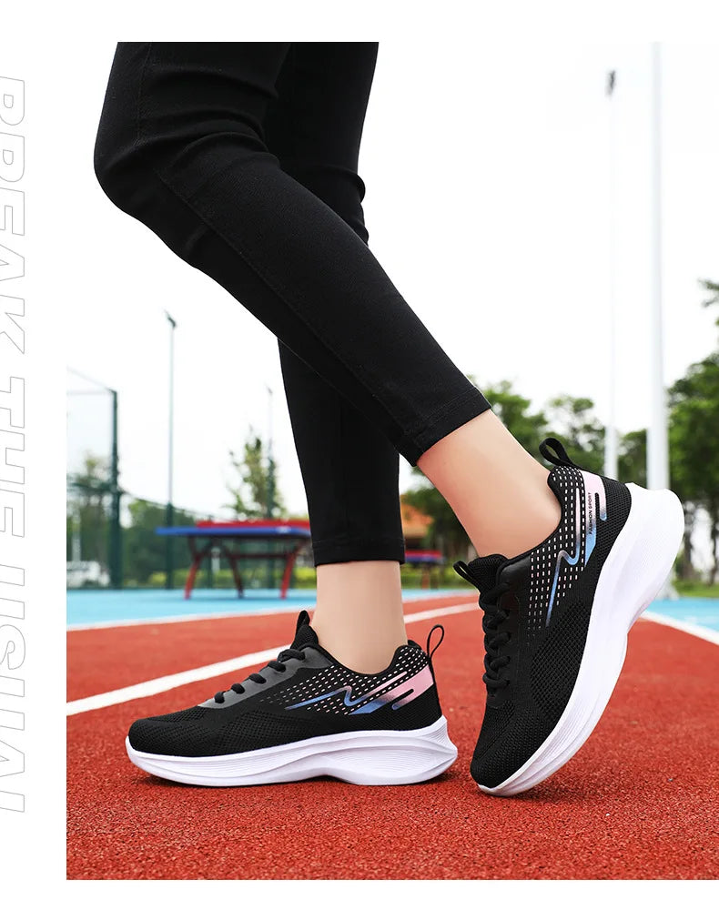 Breathable lace-up running sport shoes