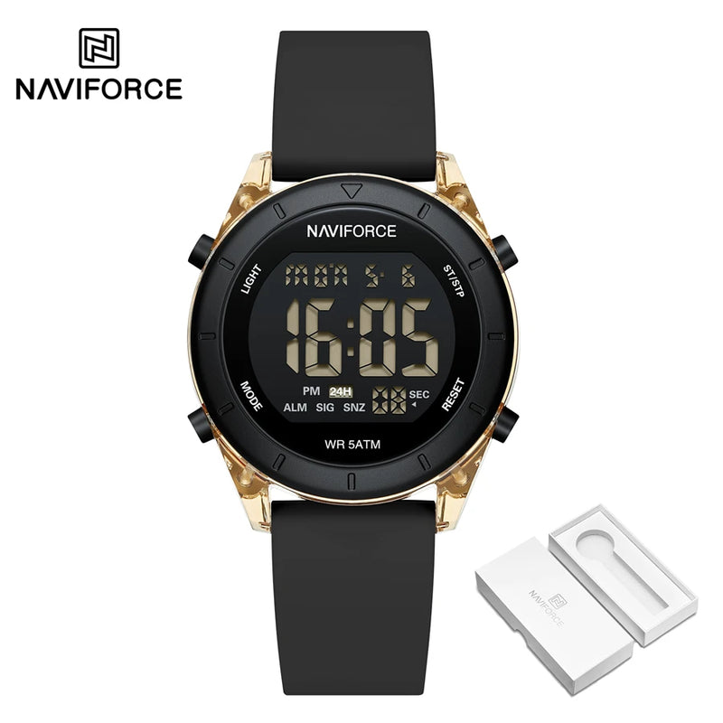 NAVIFORCE Sports Watch 2024 New Fashion Watches Waterproof Electronic LED Luminous Wristwatch Women's Sport Digital Round Clock