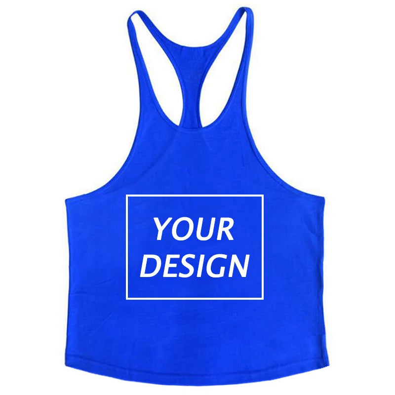 Customized Print Stringer Tank Tops for Men Y-Back Sleeveless Vest Athletic Muscle Training Tees Tops Gym Workout Fitness