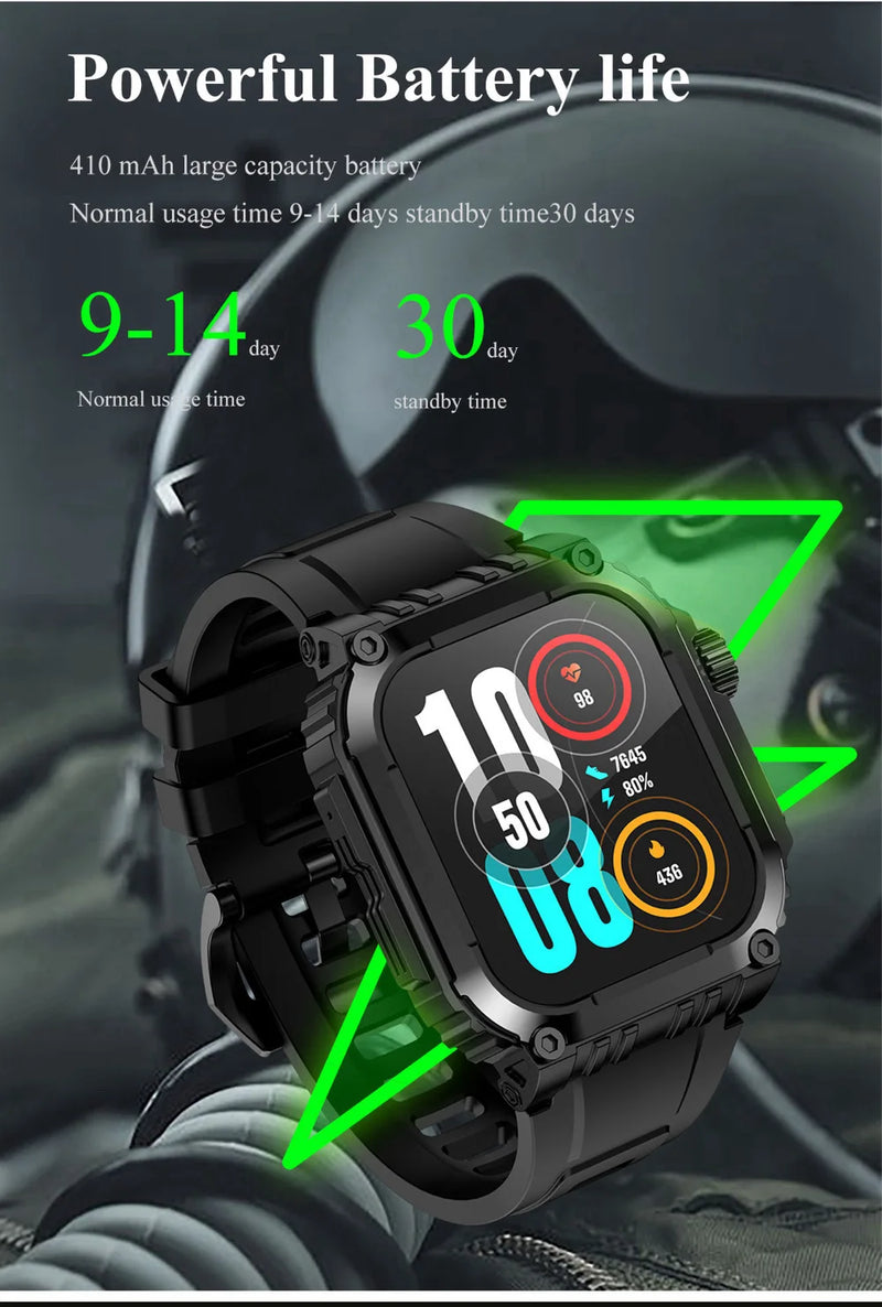 Outdoor Sports GPS Smart Watch Heart Rate Blood Oxygen Health Blue Tooth Call Watches IP68 Waterproof Smartwatch 410Mah Battery