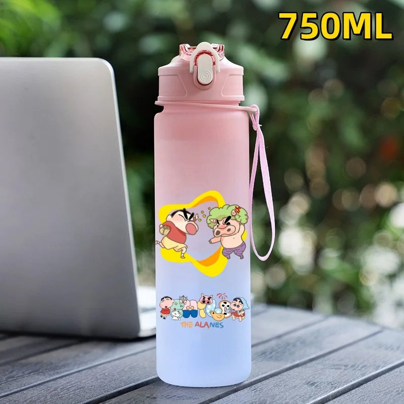 New Crayon Shin Chan Outdoor Sport 750ML Large Capacity Cartoon Portable Plastic Water Bottle Drinking Cup Student Birthday Gift