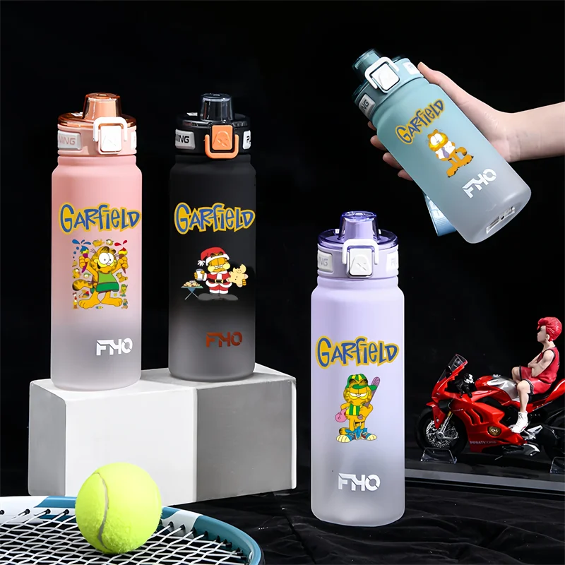 Garfield 750ml Plastic Anti-drip Water Bottle for Fitness and Sports Drinking  Large Capacity  Children Students