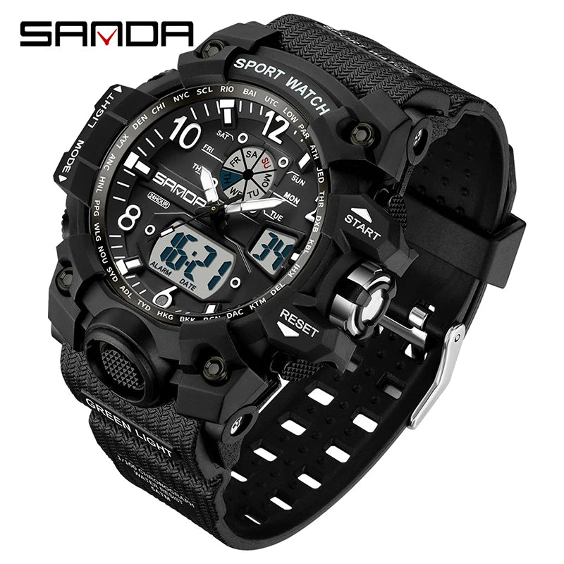 Fashion Sanda Brand Youth Military Sports Trend Korean Electric Led Multifunction Lady Creative Personality Student Gift Watch