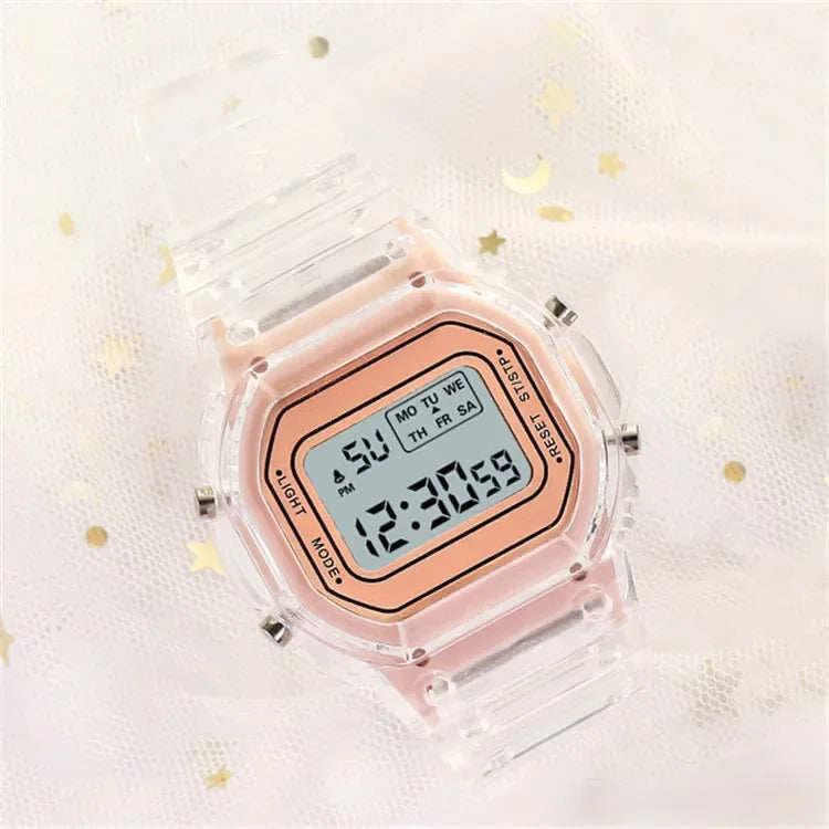 Fashion Kids Watch Simple LED Digital Watch Casual Transparent Sport Electronic Watch Boys Girls Luminous Clock Kid's Wristwatch