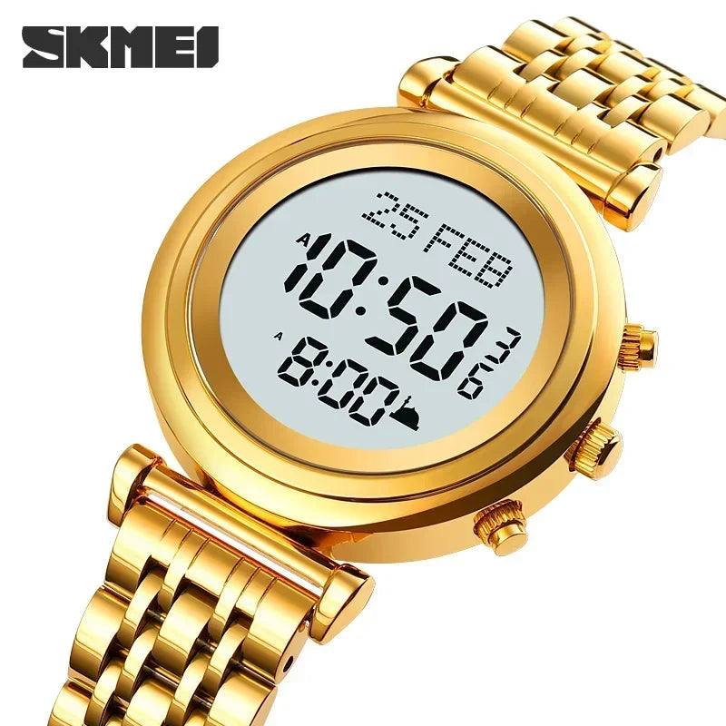 SKMEI 1892  Pilgrimage Time Reminder Qibla Direction Function Watch Muslim Digital Watch Women Led Light Display Sport Watch