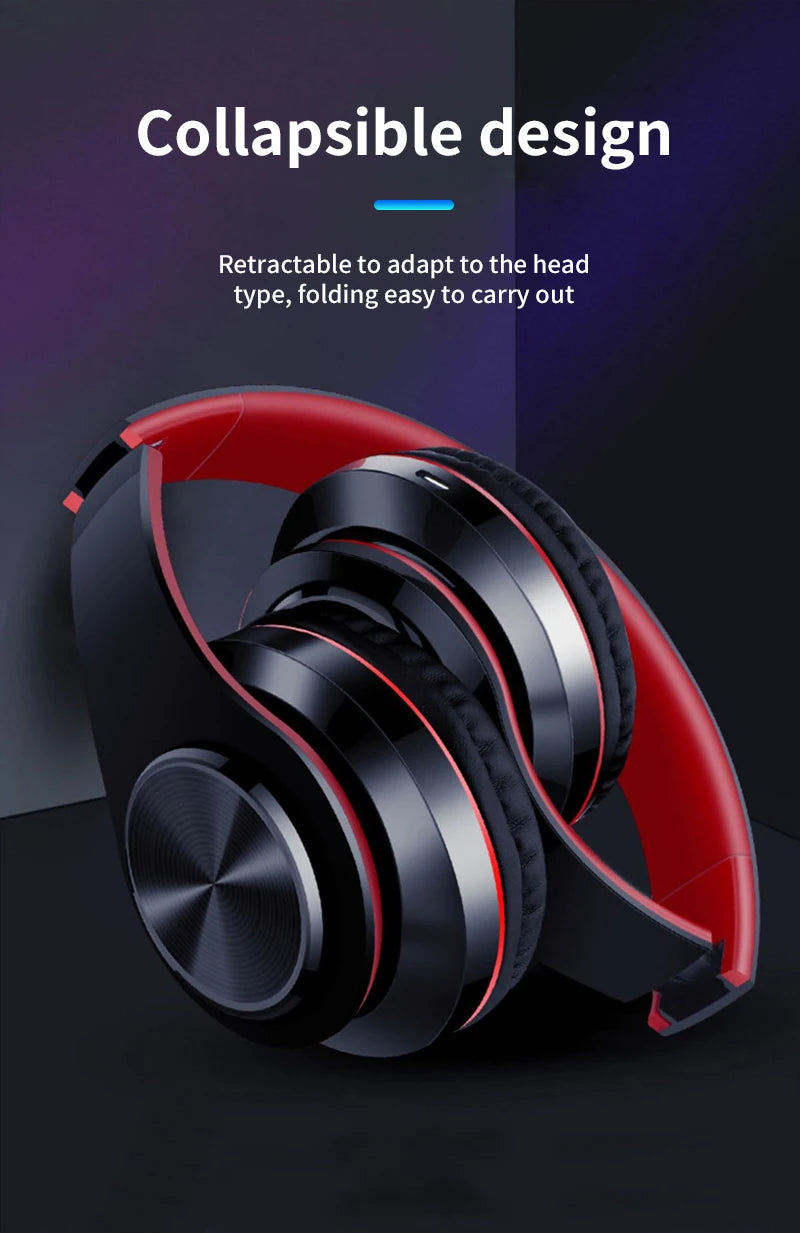 Wireless Bluetooth 5.0 Headphone With Microphone On-Ear Headset Stereo Sound Earphones Sports Gaming Foldable Headphones B39