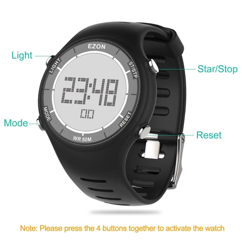 EZON New Fashion Woman Digital Sport Watch for Outdoor Running with Alarm Clock Stopwatch Countdown Timer Waterproof 50m L008