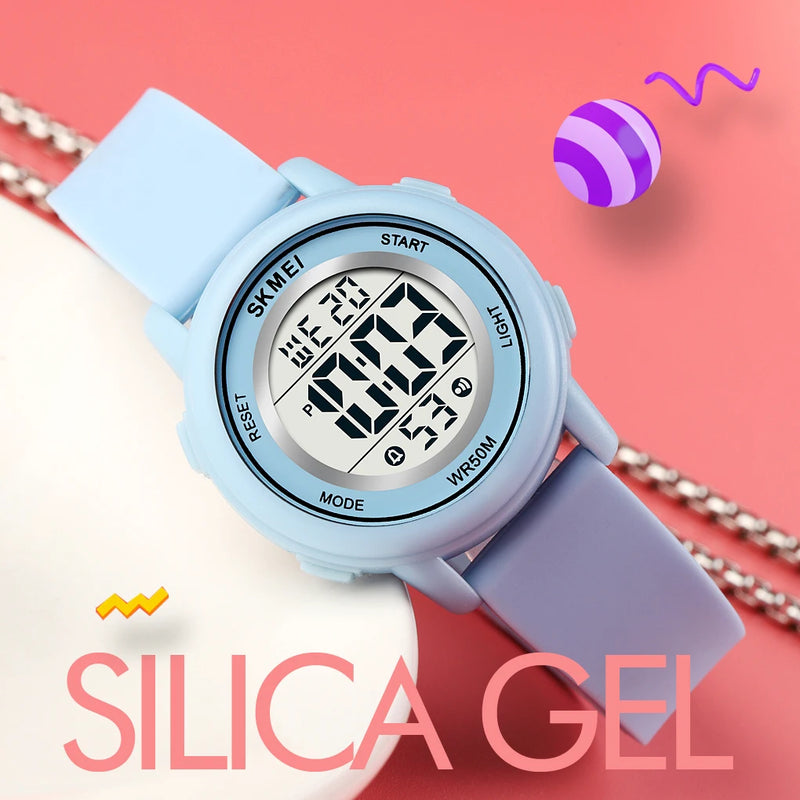 Skmei Fashion LED Light Stopwatch Digital Sports Watches Women Student Waterproof Calendar Wristwatch For Ladies Female Alarm