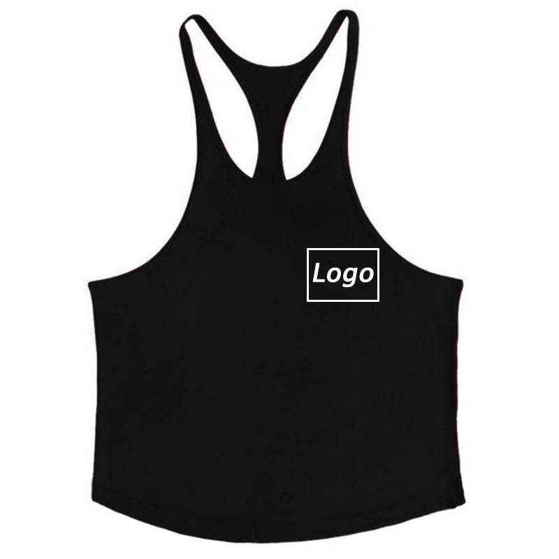 Customized Print Stringer Tank Tops for Men Y-Back Sleeveless Vest Athletic Muscle Training Tees Tops Gym Workout Fitness