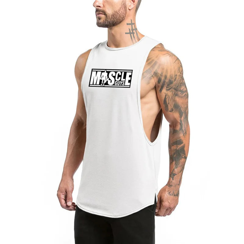 Men's Sleeveless Gym Bodybuilding Fitness Running Sport Tank Tops Summer High Quality Breathable Cotton Fashion Muscle Singlet