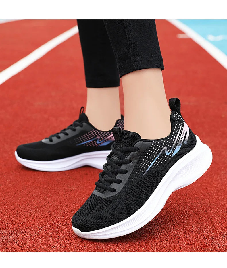 Breathable lace-up running sport shoes