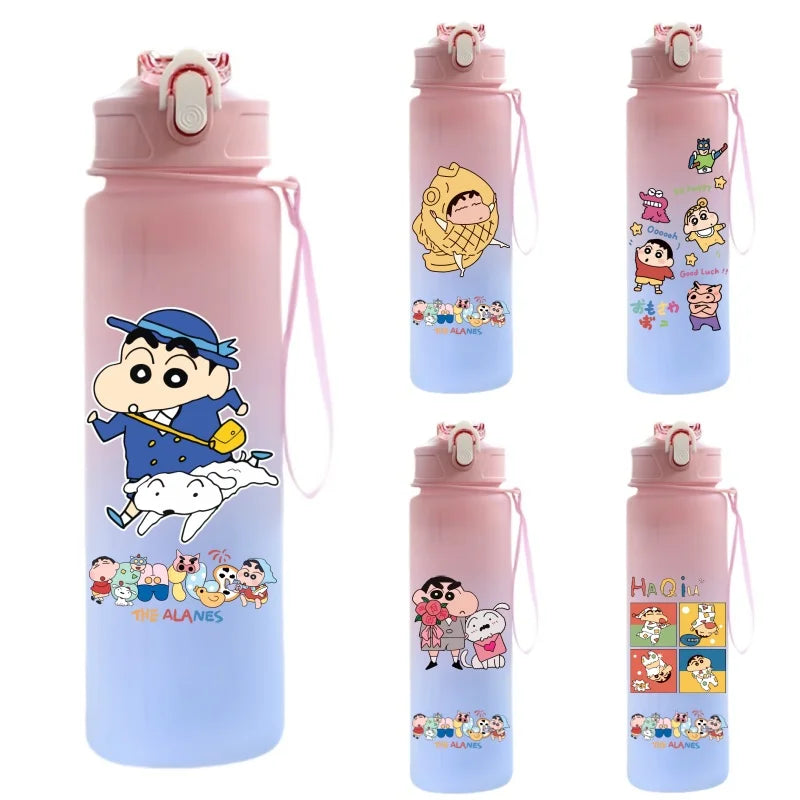 New Crayon Shin Chan Outdoor Sport 750ML Large Capacity Cartoon Portable Plastic Water Bottle Drinking Cup Student Birthday Gift