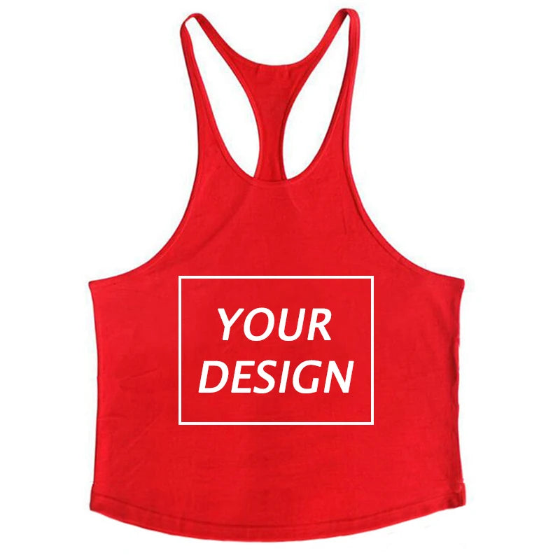 Customized Print Stringer Tank Tops for Men Y-Back Sleeveless Vest Athletic Muscle Training Tees Tops Gym Workout Fitness