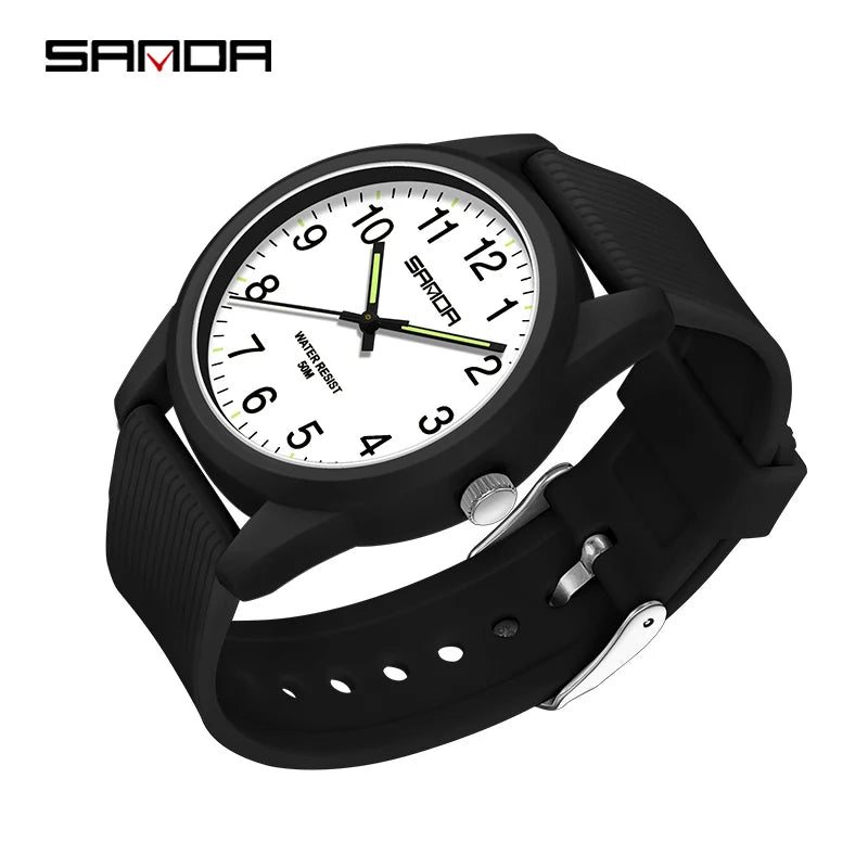 Fashion Simple Quartz Sport Watches Japan Original Battery Quartz Wristwatch Women Man Watches Waterproof SANDA Clock New Style