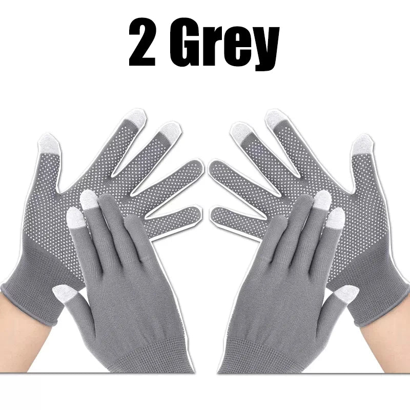 Non-slip Touchscreen Nylon Gloves Men Women Summer Outdoor Riding Sport Fitness Breathable Non-slip Sunscreen Half Finger Gloves