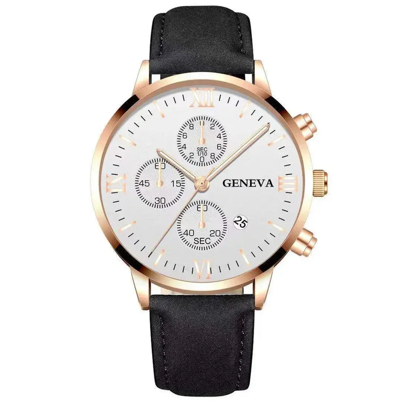 Geneva Men Sport Watch Fashion Date Alloy Case Synthetic Leather Analog Quartz Male Clock Top Brand Luxury Relogio Masculino